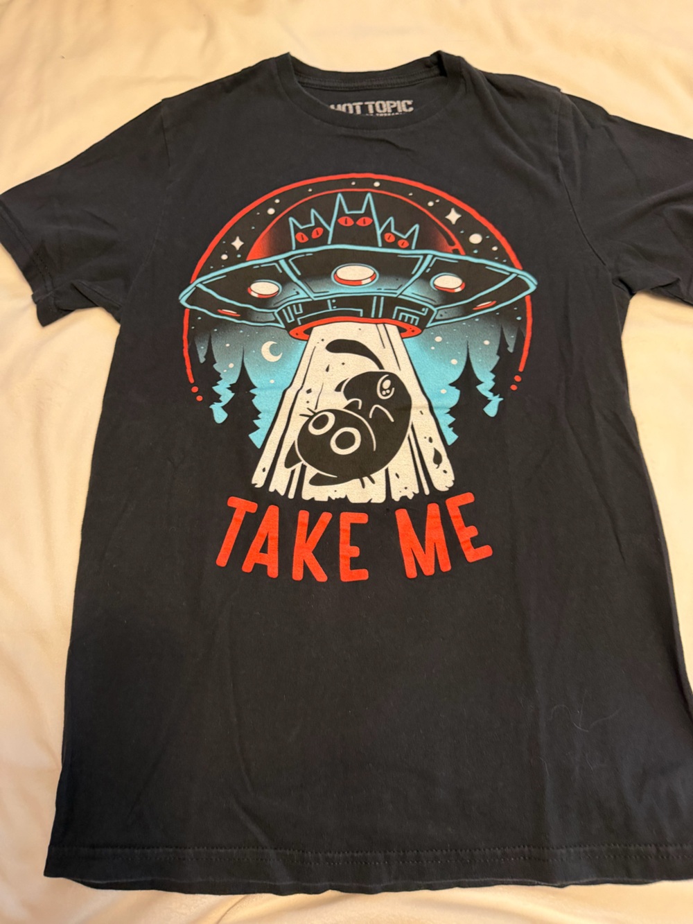 Hot Topic Black Short-Sleeve 'Take Me' UFO Graphic Tee